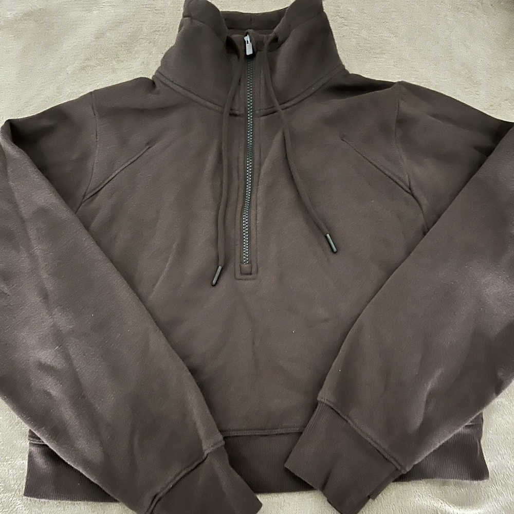 Women’s Brown Half-Zip Cropped Sweater